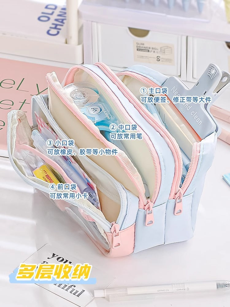 Large and Small Color Matching O00 Pencil Bag Transparent Large Capacity Stationery Bag Creative Multifunctional Stationery Bag Ins Japanese Style High Value