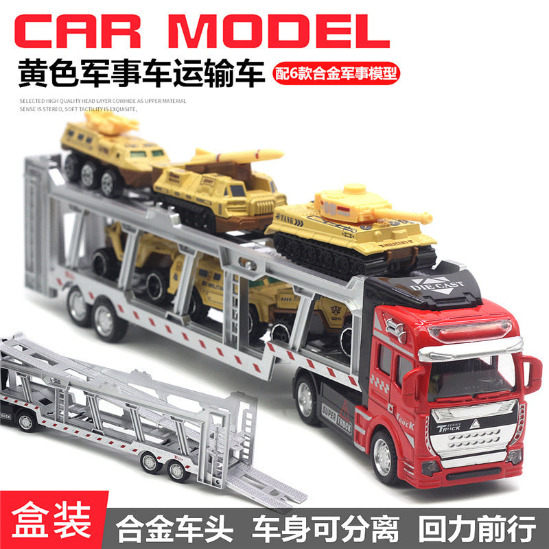 English packaging cross-border children alloy car vehicle trailer fire truck tank excavator pull back toy car