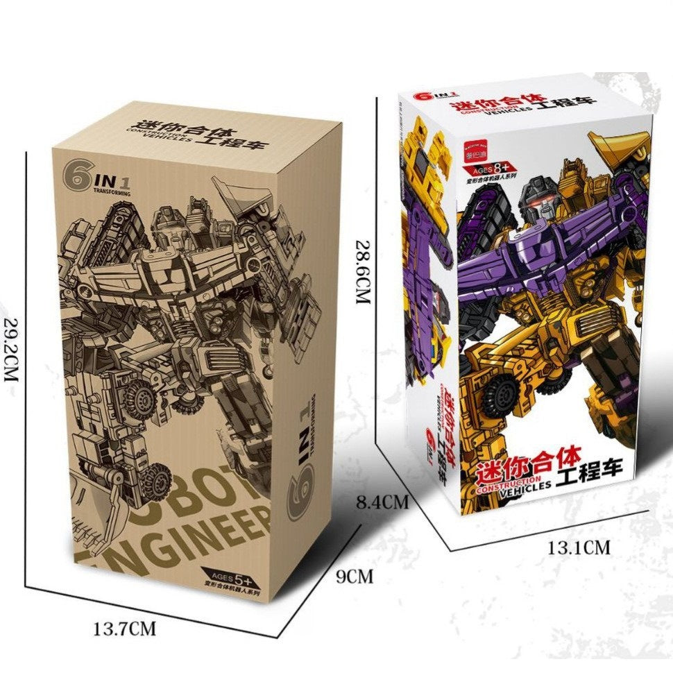 Cross-border deformation toy small force god six-in-one combination king kong engineering vehicle excavator robot boy model
