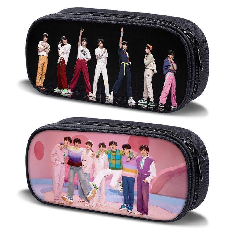 Times Youth Multi-Layer Stationery Box Canvas Pencil Bag Large Capacity Student Storage Box Pencil Bag Zipper New Style