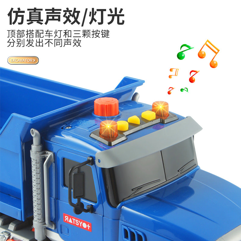 Cross-border simulation trailer toy inertia flat rescue large engineering car boy road transport toy car wholesale