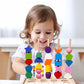 Children's Educational Beaded Five Sets of Column Color Sensory Enlightenment Children's Shape Matching Perception Early Education Wooden Building Blocks Play