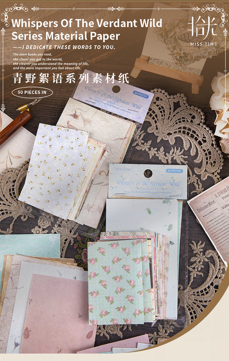 Picking up Korean Material Paper Qingye Whispering Series ins Small Fresh Broken Flowers diy Hand Account Collage Background Material