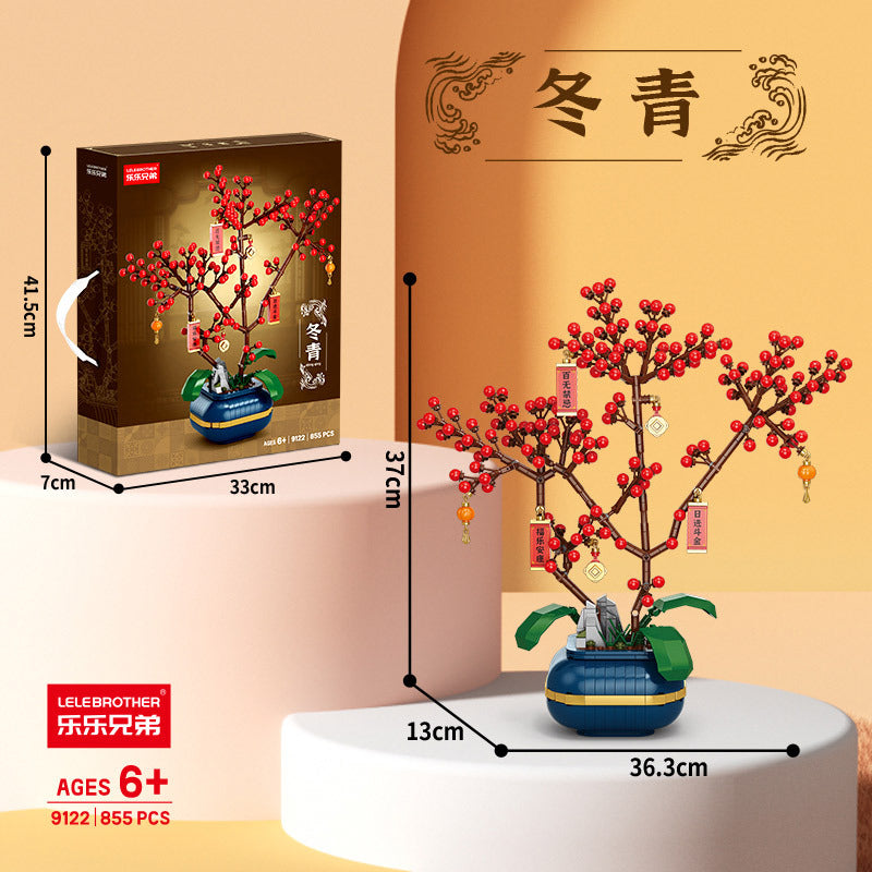 Wow, Custom Ornaments Educational Assembled Toy Gift 9020 New Year Lucifer Cat Fortune Tree Fortune 9021