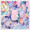50 Original Watercolor Starry Sky Cat Cartoon Dreamy Soft Cute Animal Pattern Stickers Notebook Desktop Decoration Stickers