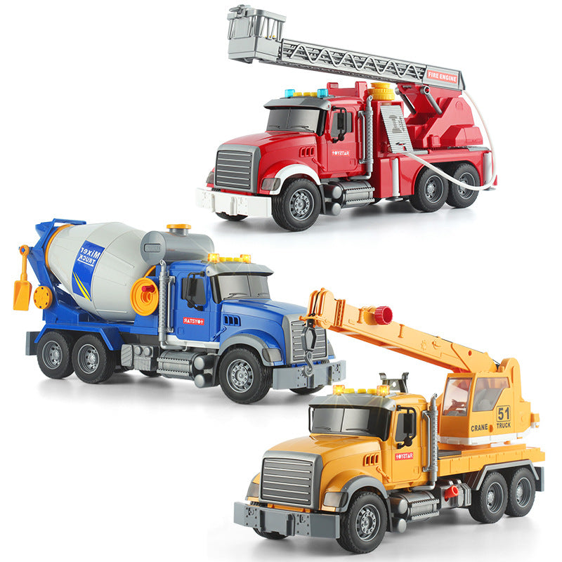 Cross-border simulation trailer toy inertia flat rescue large engineering car boy road transport toy car wholesale
