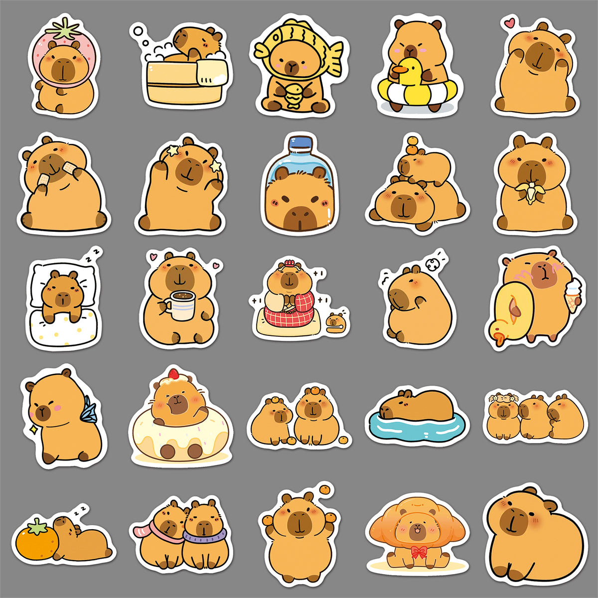 50 Capibalakatong Stickers Personalized Cross-border Cute Animal Capybara Decorative Water Cup Hand Account Goo Card Stickers