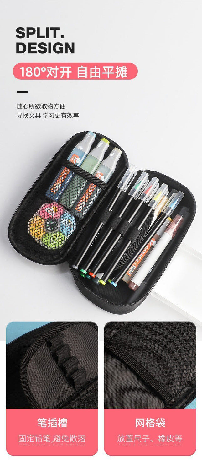 Times Youth Multi-Layer Stationery Box Canvas Pencil Bag Large Capacity Student Storage Box Pencil Bag Zipper New Style