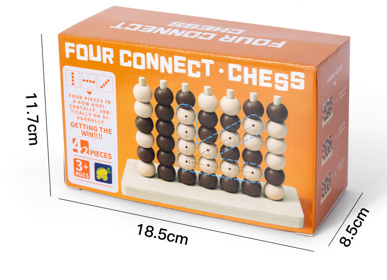 Three-Dimensional Four-Piece Chess Four-Piece Game Chess P 0.34kg Kidsren's Educational Early Education Multi-Person Toy Wooden Boxed Multi-Color