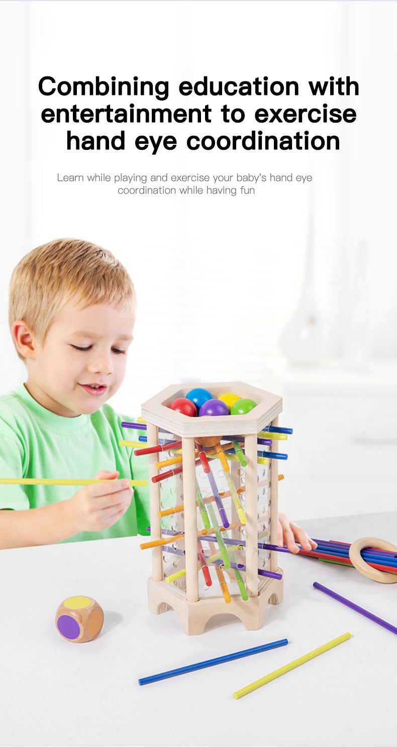 Wooden Kidsren's Stick Insertion Game Baby Draw Stick Color Cognitive Pitching Montessori Family Interactive Toy