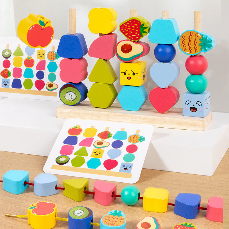Wooden Children's Educational Toys Five Sets of Column Color Classification Enlightenment Children's Shape Matching Perception Building Block Toys