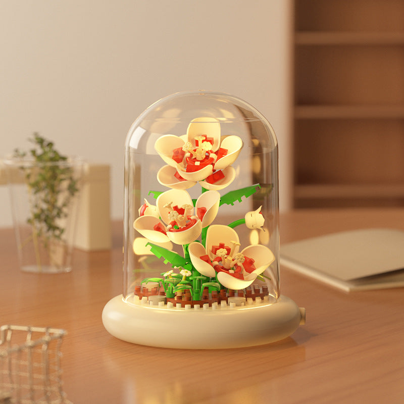 [wholesale generation] simulation of eternal flowers lily rose blocks compatible with Lego toy ornaments Valentine's Day gift