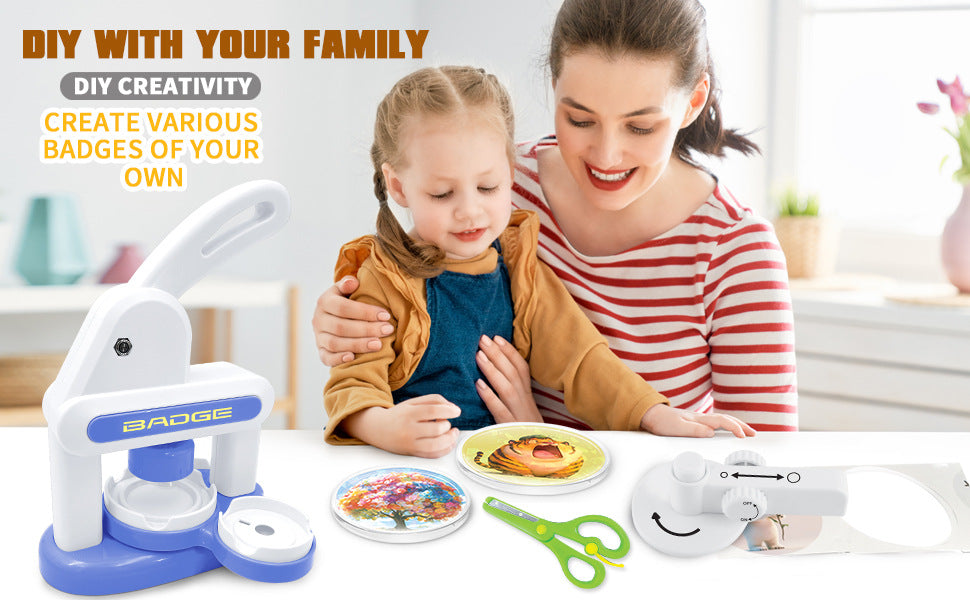 Emblem machine bar making machine manual badge machine three-in-one children's badge machine homemade refrigerator magnets diy toys