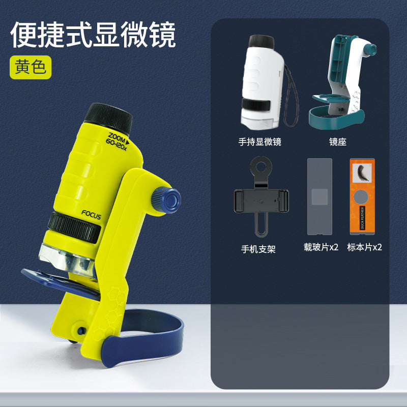 Cross-border Children's Microscope Can See Bacteria Primary and Secondary School Students Gifts Handheld Portable Outdoor Observation Toys