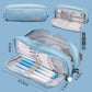 Cross-Border Color-Blocked Retractable Pencil Case, Large-Capacity Stationery Bag, Multifunctional Double-Zipper for Students, Simple and Convertible into Canvas