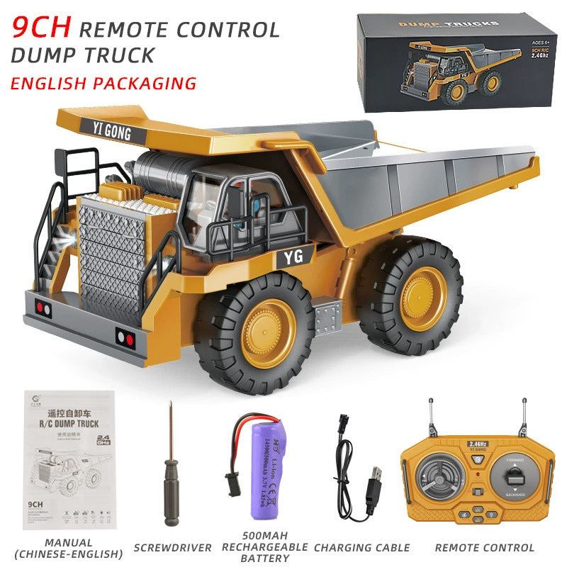 Cross-border charging engineering vehicle 2.4G remote control alloy bulldozer excavator children's electric sound and light remote control toy