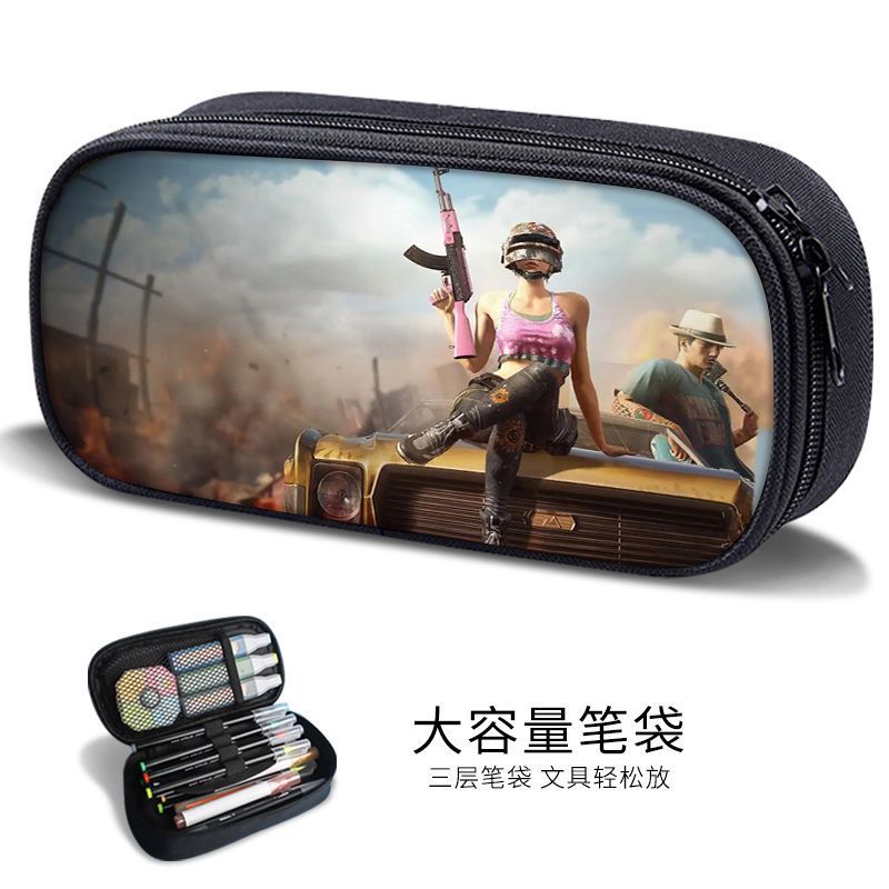 Sand Sculpture Pencil Bag for Boys, Multifunctional Stationery Box for Primary and Secondary School Students, Pubg Game Stationery Bag, Kidsren's Trendyy Pencil Bag