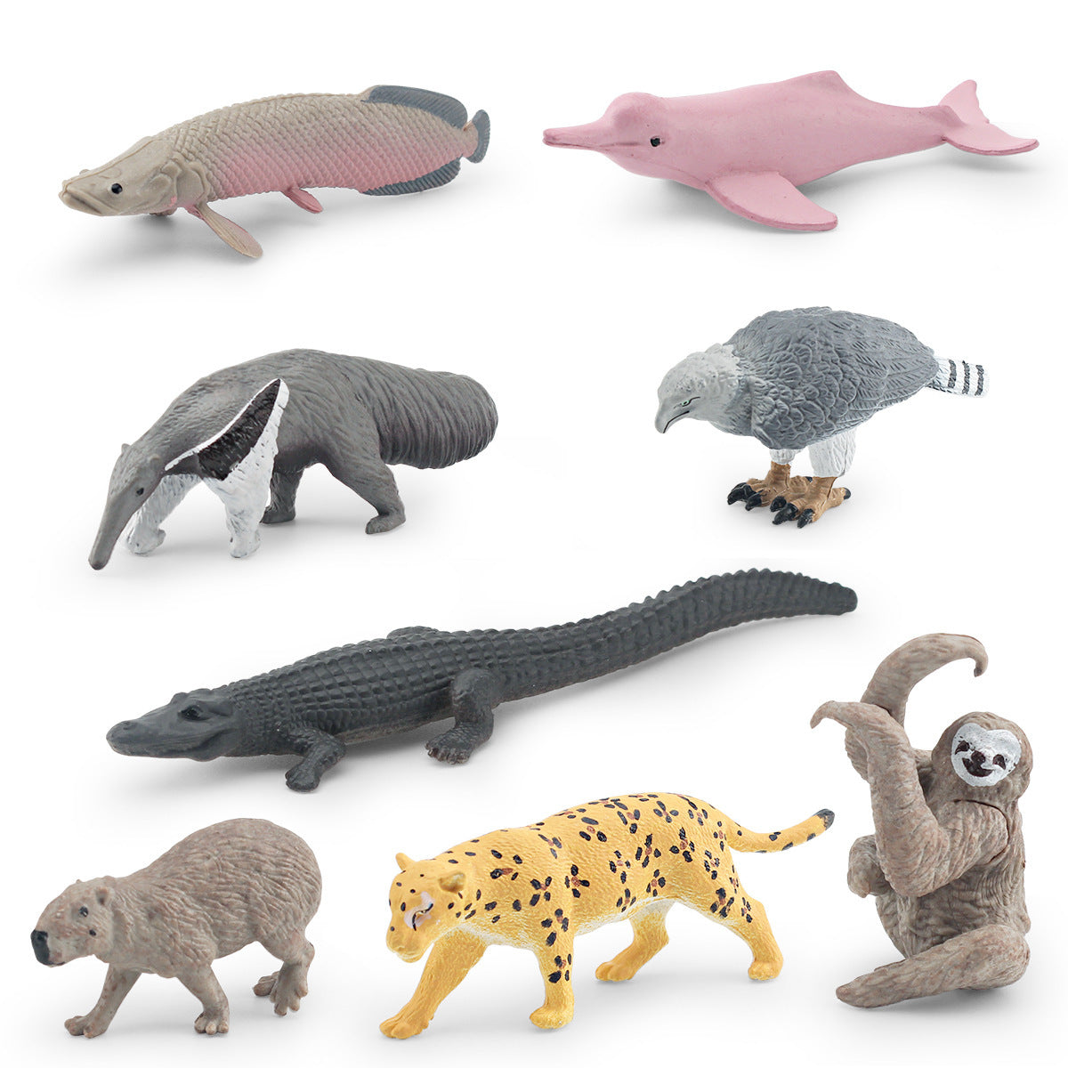 Cross-border simulation South American animal crocodile dolphin capybara horn carving sloth anteater Jaguar model desktop decoration