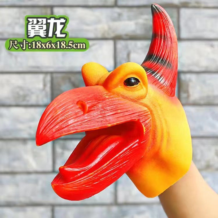 Dinosaur Hand Puppet Cross-Border Wholesale Gloves Soft Rubber Triceratops Tyrannosaurus Rex Children's Simulation Animal Model Boy Toy