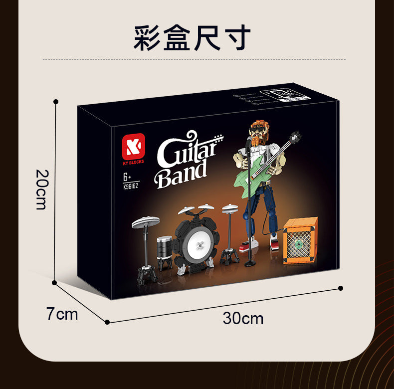 Wandering Rock Guitar Bluetooth Speaker Creative Building Small Particle Building Blocks Children's Educational Toy Model Ornaments