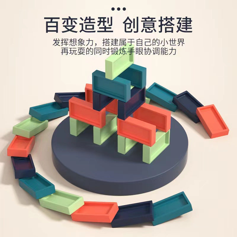 Cross-border dominoes trembles with educational children's automatic licensing electric sound and light train toys