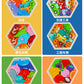 Cross-Border Children's Wooden Three-Dimensional Hexagonal Puzzle Animal Transportation Puzzle Building Blocks Early Education Educational Toys