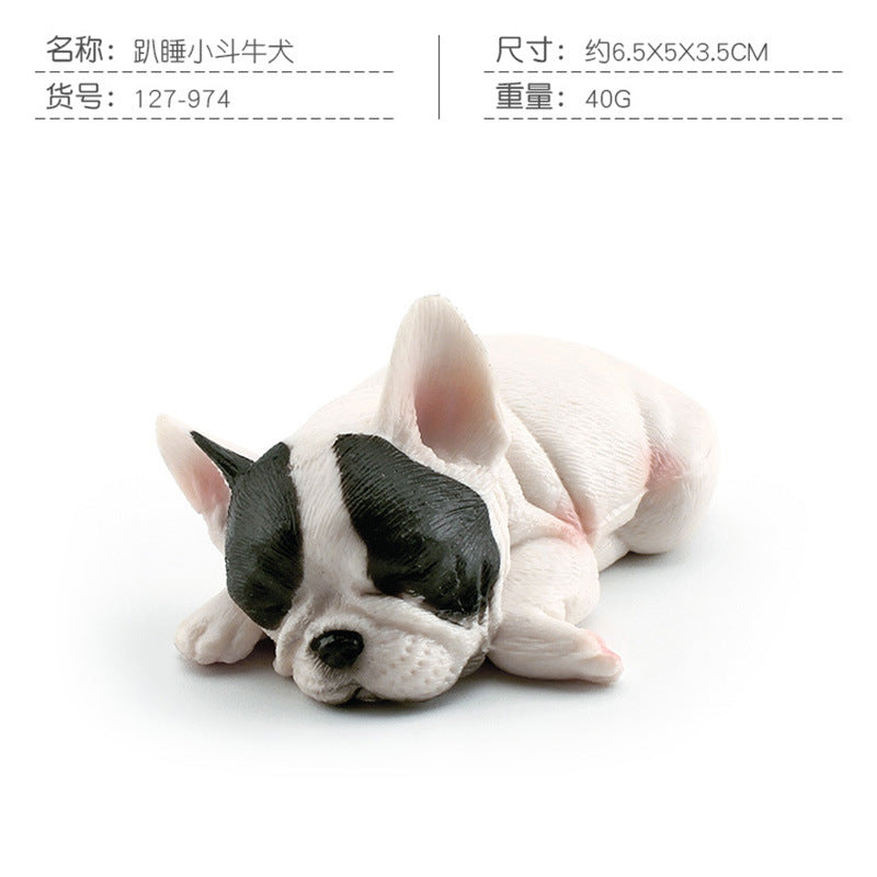 Cross-border Children's Cognitive Simulation Pet Dog Model Sleeping Posture French Bulldog Chai Dog Decorative Ornament Toy
