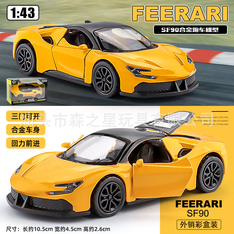Cross-Border Popular 1:43 Three-Door Alloy Sports Car Model Kidsren's Pull-Back Toy Car Color Boxed Boy Toy Batch