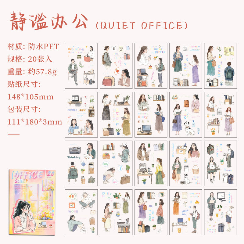 ZABC cross-border die-cut PET sticker book chasing ordinary series 20 characters life hand account collage stickers