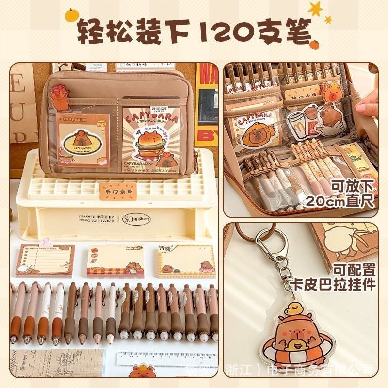 Capibala Capybara Pencil Case Large Capacity 12-Layer Coffee Maillard High-Value Multi-Function Pencil Case