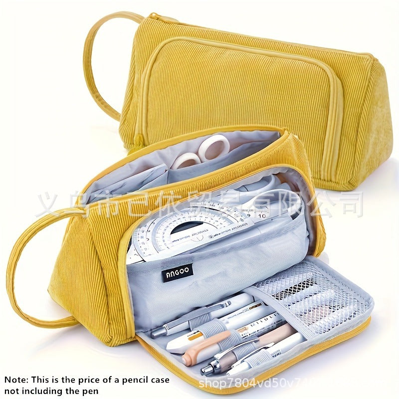 Triangular Large-Capacity Pencil Case and Stationery Box, Thickened Partitioned Storage Student Stationery Bag for Primary, Middle, and High School Students Wholesale
