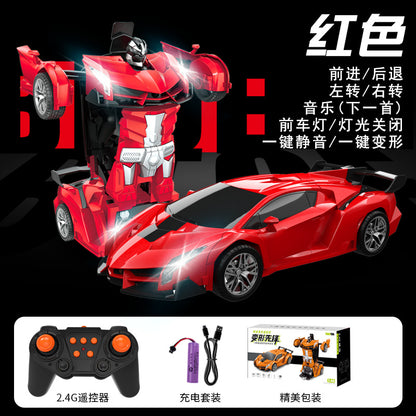 Cross-Border Rc One-Click Deformation Car Electric Robot Model Boy King Kong Kidsren's Toy Rechargeable Remote Control Car