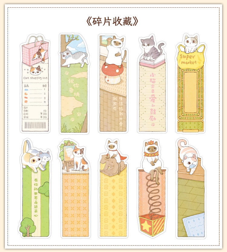 Paper Bookmark Meow's Everything Book Cute Flash Sand Bookmark Student Reading Marker Booklet Creative Gift Writable