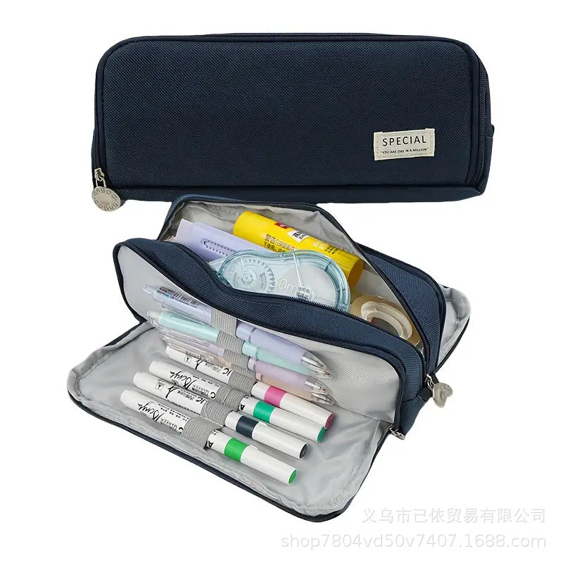 Large-Capacity Retractable Pencil Case Stationery Box in Japanese and Korean Style, Macaron Color, Upgraded Version for Primary and Secondary School Students, in Stock