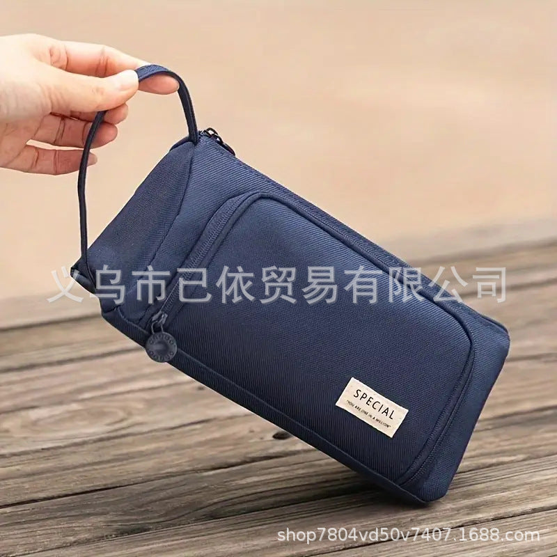 Triangular Large-Capacity Pencil Case and Stationery Box, Thickened Partitioned Storage Student Stationery Bag for Primary, Middle, and High School Students Wholesale