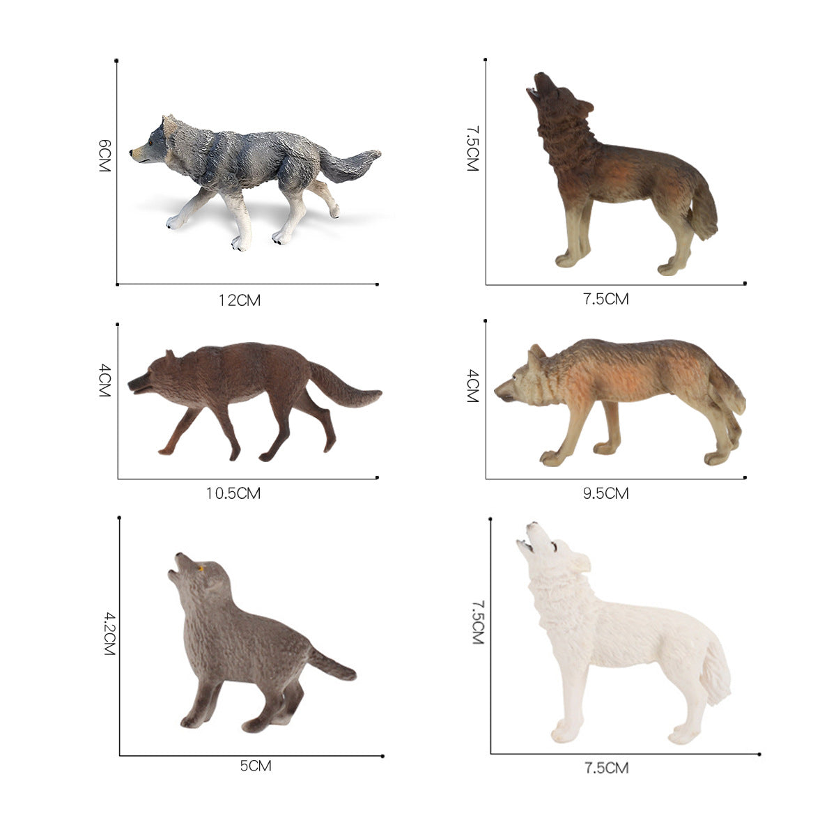 Children's Science and Education Toy Wild Animal Wolf Model Roaring Standing Wolf Little Wolf Cub Wild Wolf Group Static Desktop Craft