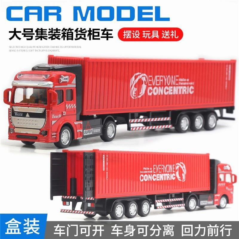 English packaging cross-border children alloy car vehicle trailer fire truck tank excavator pull back toy car