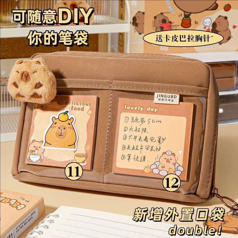 12-Layer Large-Capacity Pencil Bag Kapibara High-Looking Pencil Bag Cute Student Stationery Bag School Supplies Prizes