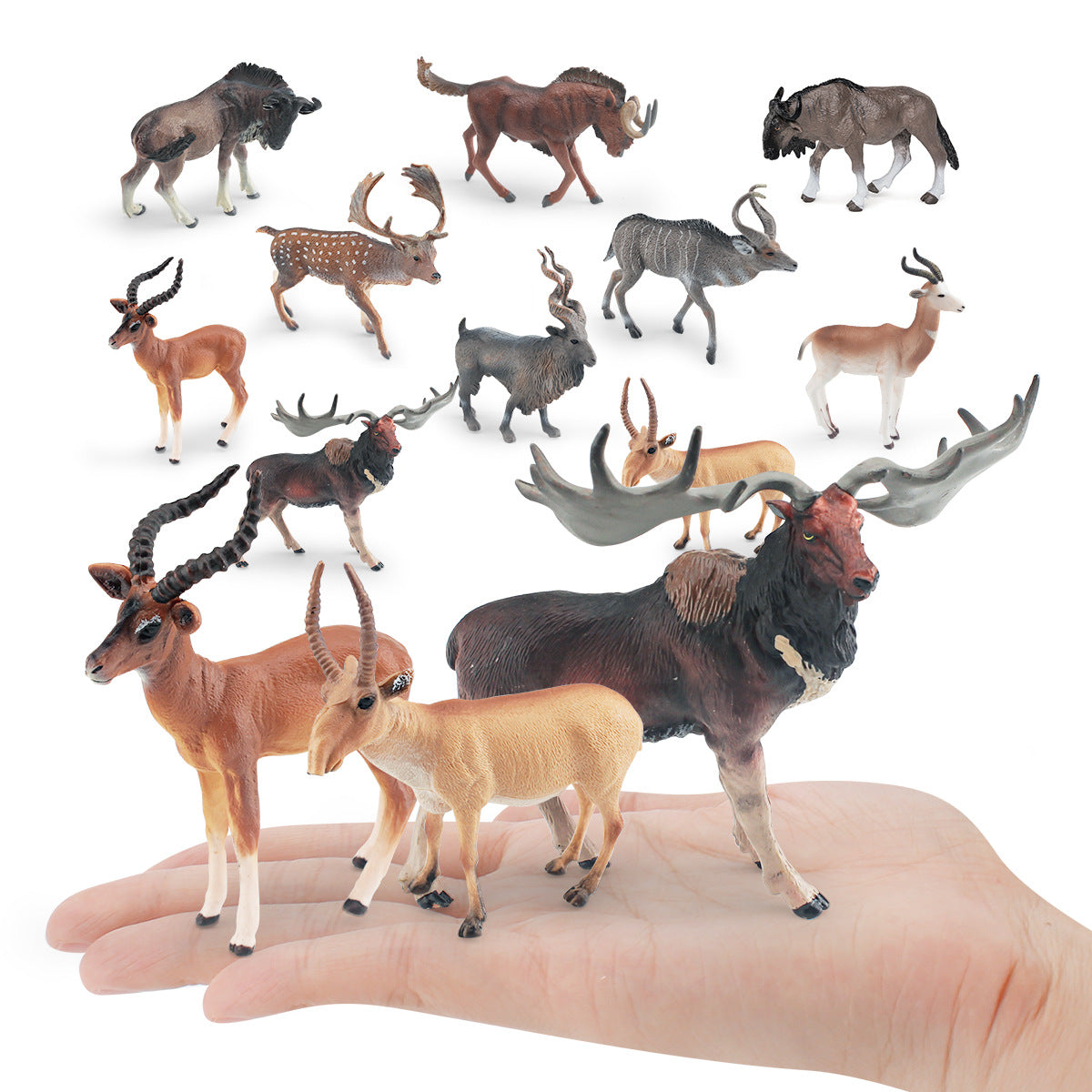 Cross-border simulation wild animal model Horn horse Antelope Mountain Antelope twist angle goat male deer desktop decoration ornaments