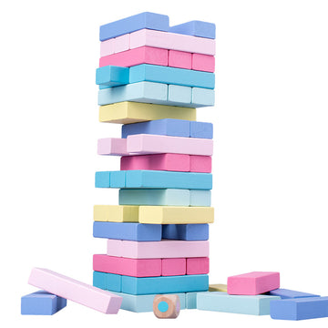 51 Pieces of Digital Colorful Jenga Building Blocks for Kidsren's Educational Jenga Wooden Adult Toys