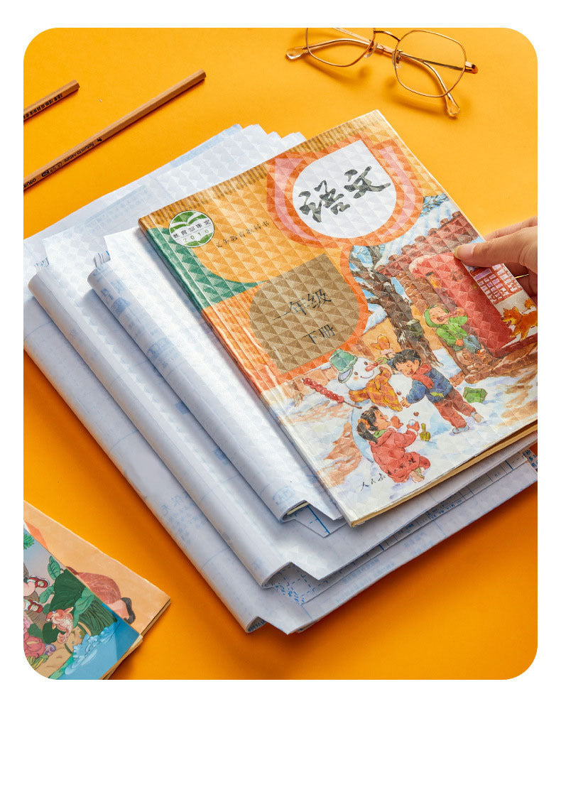 Book Leather Bag Book Cover Self-Adhesive Transparent Plaid Primary and Secondary School Textbook Protective Cover A4/16K/32K Cutting-Free Book Film