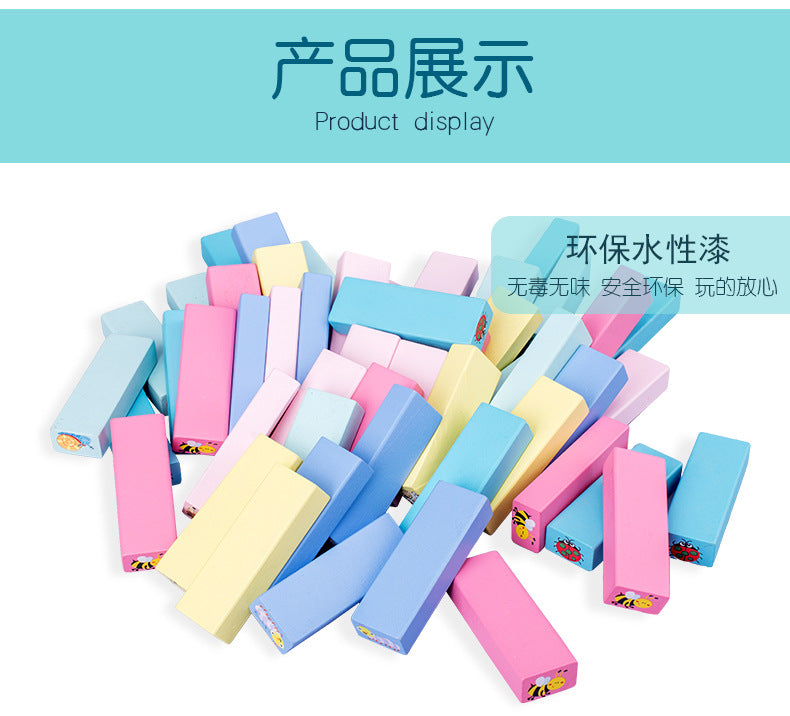 51 Pieces of Digital Colorful Jenga Building Blocks for Kidsren's Educational Jenga Wooden Adult Toys
