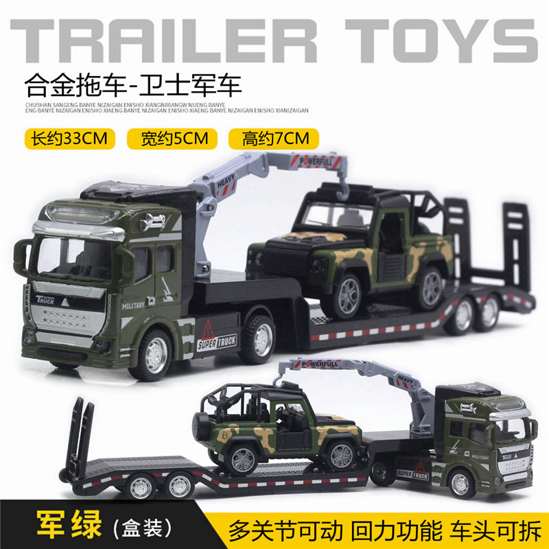 English packaging cross-border children alloy car vehicle trailer fire truck tank excavator pull back toy car