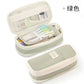 Cross-Border Color-Blocked Retractable Pencil Case, Large-Capacity Stationery Bag, Multifunctional Double-Zipper for Students, Simple and Convertible into Canvas