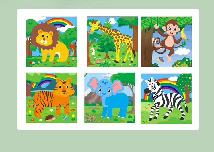 New 3D Stereo Six-Sided Painting 12-Piece Wooden Puzzle Building Blocks 3-6-7-Year-Old Kidsren's Kindergarten Educational Toys