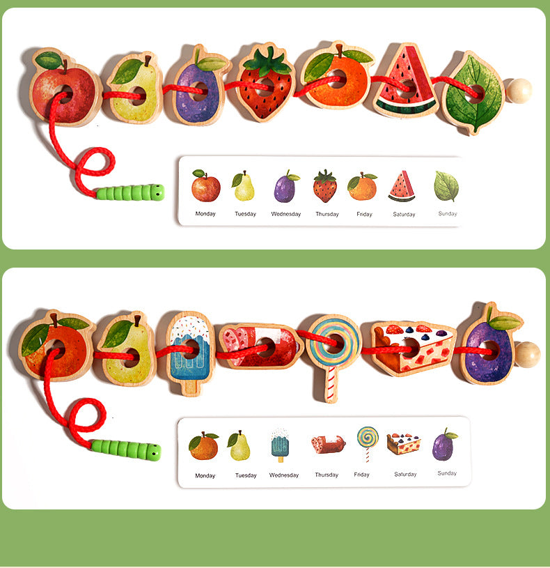 Wooden Greedy Caterpillar Stringing and Beading Game Concentration Logical Thinking Training Kidsren's Toys Montessori Teaching Aids