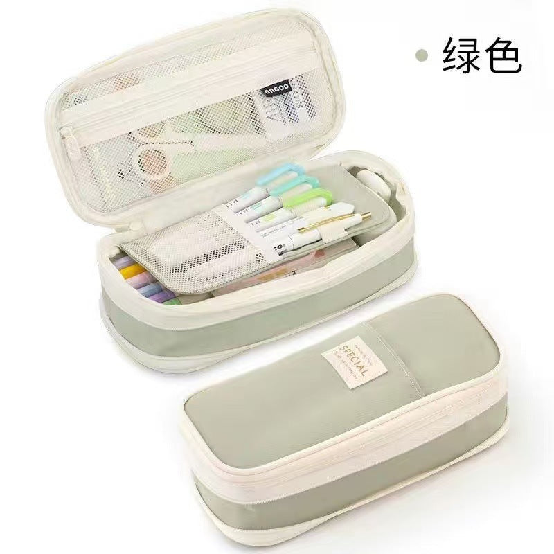 Casual Pencil Case, Large-Capacity Stationery Box, Good-Looking High School Student Ins-Style Student Stationery Bag, Stain-Resistant Primary School Pencil Case