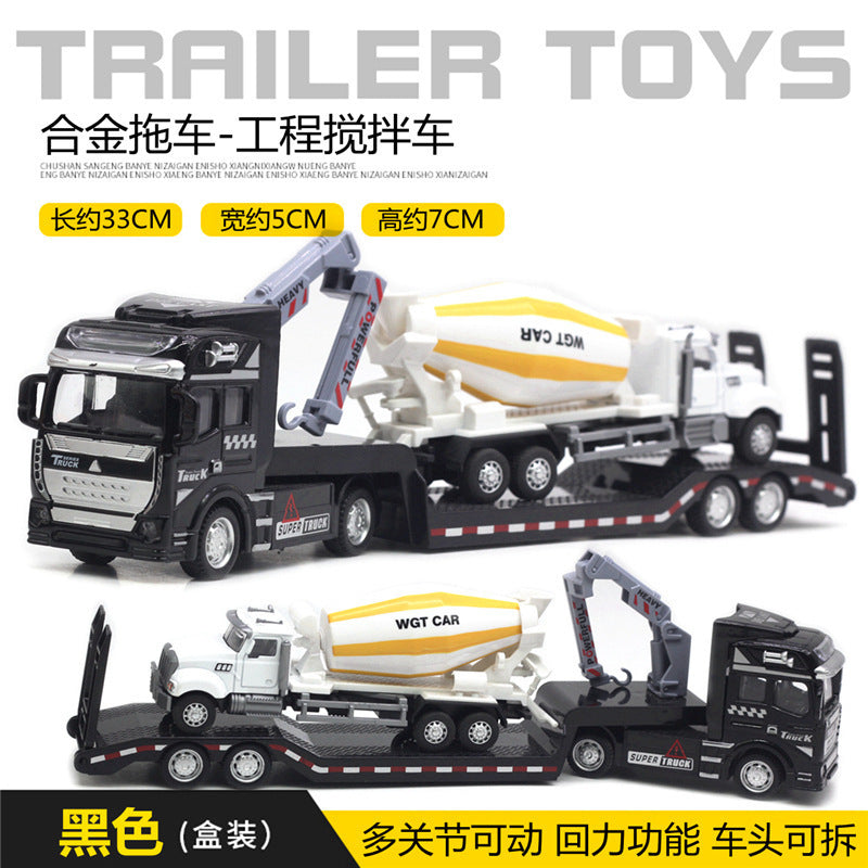 English packaging cross-border children alloy car vehicle trailer fire truck tank excavator pull back toy car
