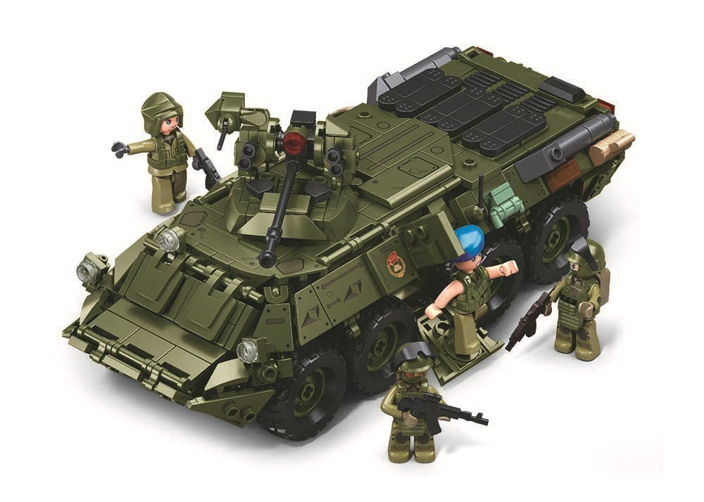 Little Luban B1251Btr80As Infantry Fighting Vehicle Building Blocks Military Tank Model Educational Assembly Toy Cross-Border Male