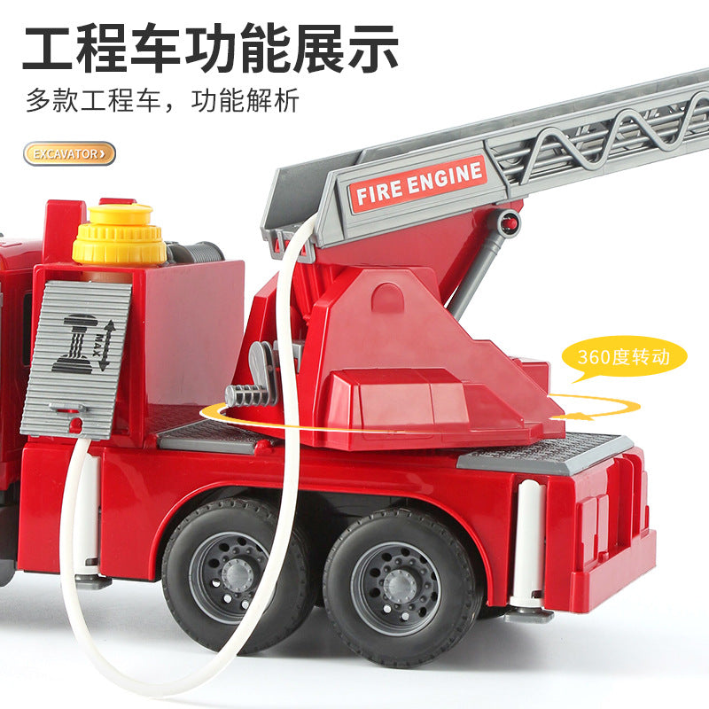 Cross-border simulation trailer toy inertia flat rescue large engineering car boy road transport toy car wholesale